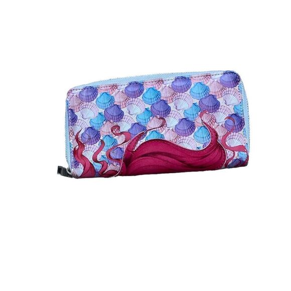 The Little Mermaid Wallet Colorful Zip Purse Organizer Ariel Shells - Picture 3 of 4